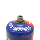 a blue gas can with a red and white cap