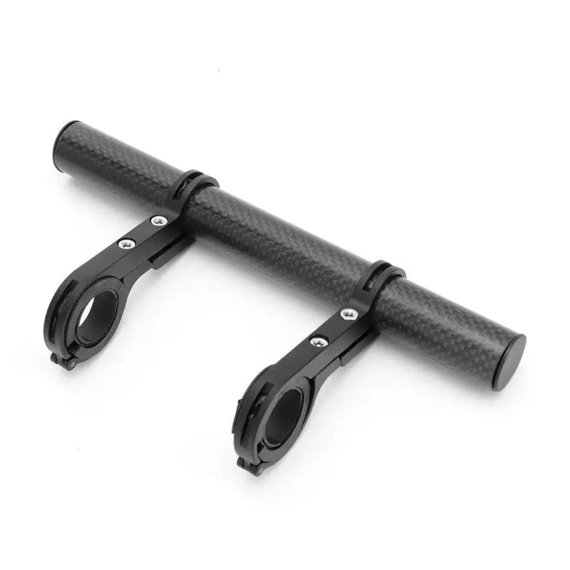 a close up of two black bicycle handlebars on a white background