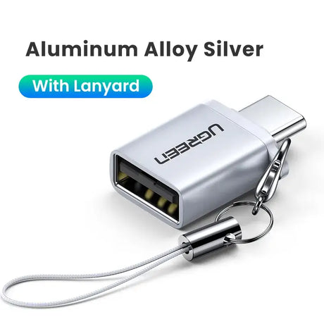 An aluminum alloy silver usb with a cable