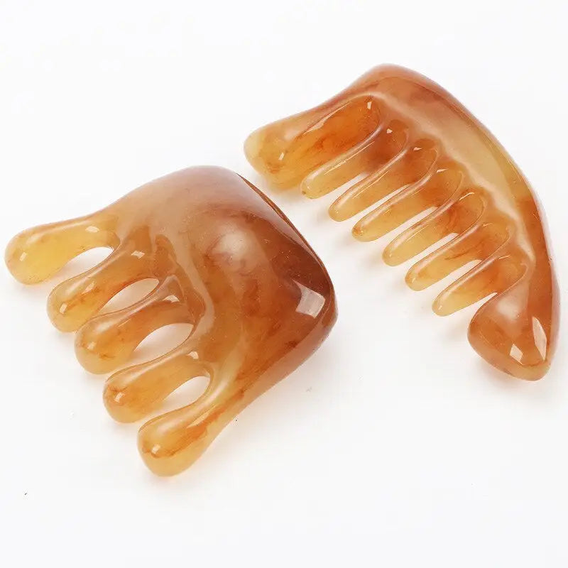 a pair of amber amber teeth