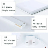The different angles of the white plastic case