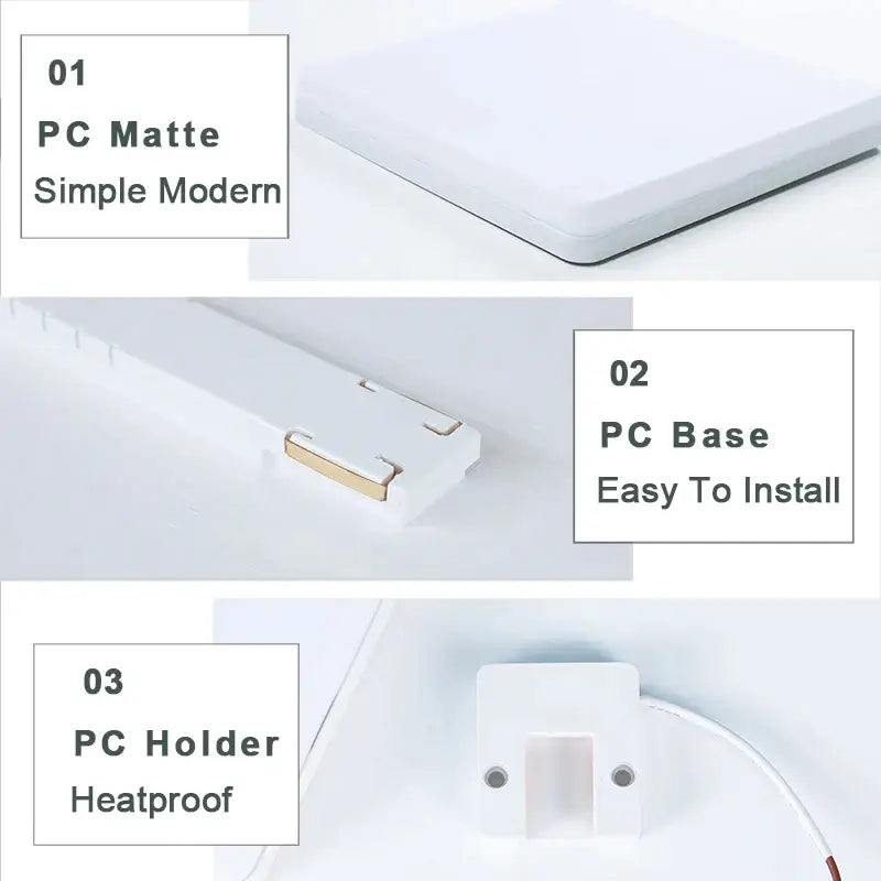 the different angles of the white plastic case