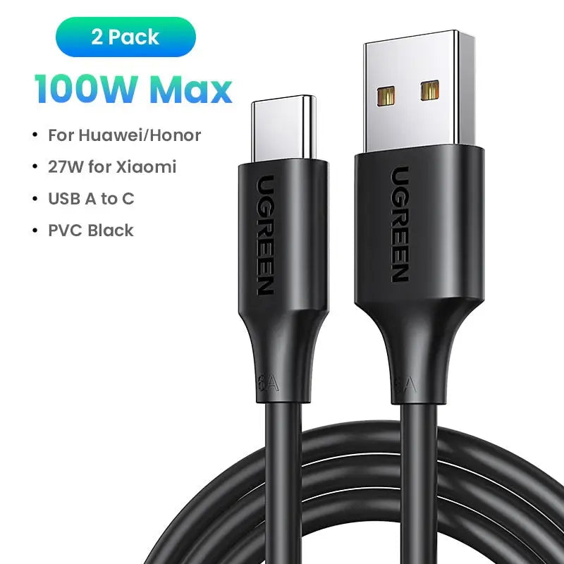anker usb cable with a black cord and a white background