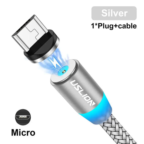 anker usb cable with a blue light on top of it