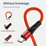 anker usb cable with a red braid and black connector