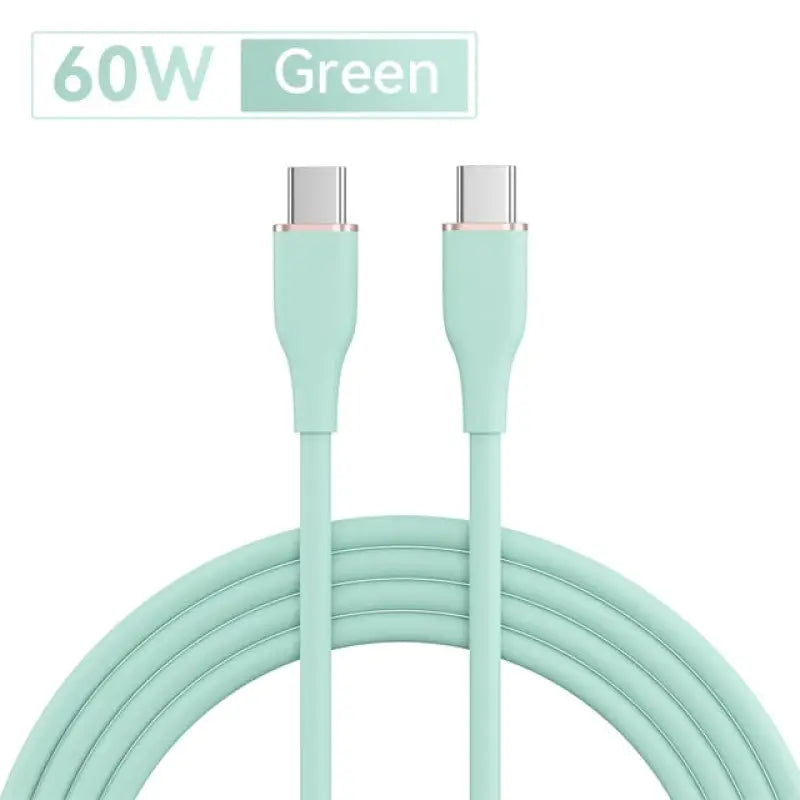 a green cable with a white cord