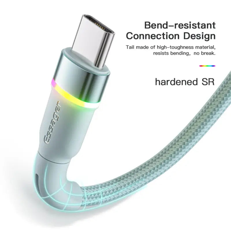 a usb cable with a colorful led