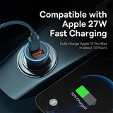 an image of a car charger with the text, compatible with apple 7w fast charging