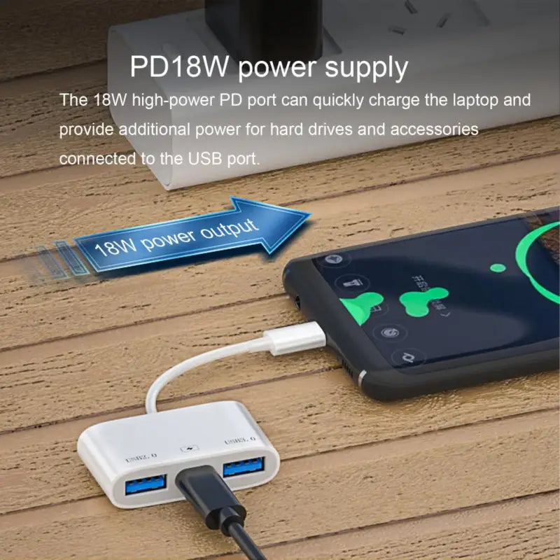 a white power bank with a green power strip connected to it