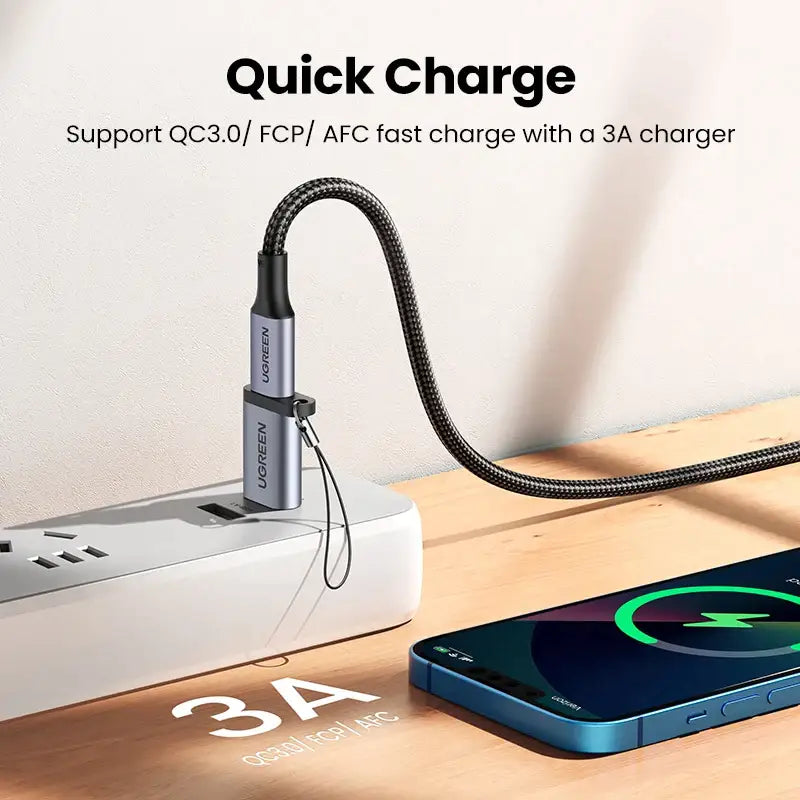 anker quick charger with a charging cable