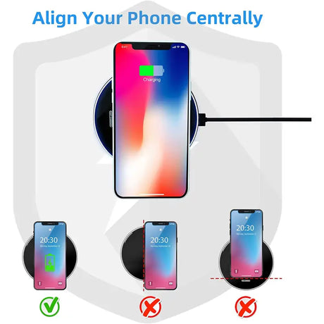 an image of a phone charging station with a wireless phone and a charger