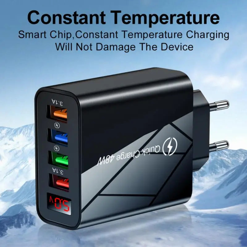 a black usb charger with the words constant temperature