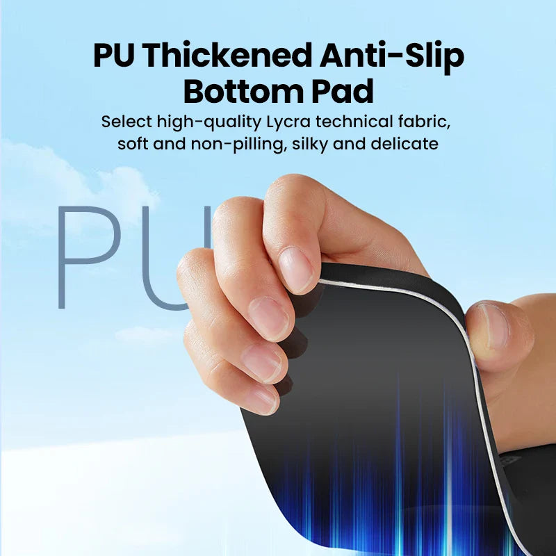 Anti-slip bottom pad made with PU-thickened material and high-quality Lycra technical fabric.