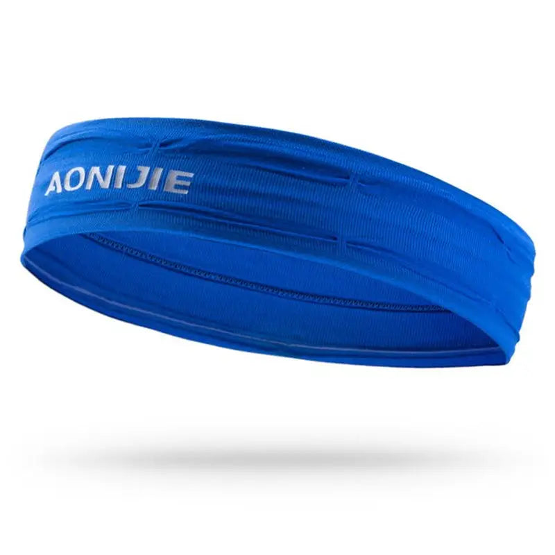 a blue headband with the word on it