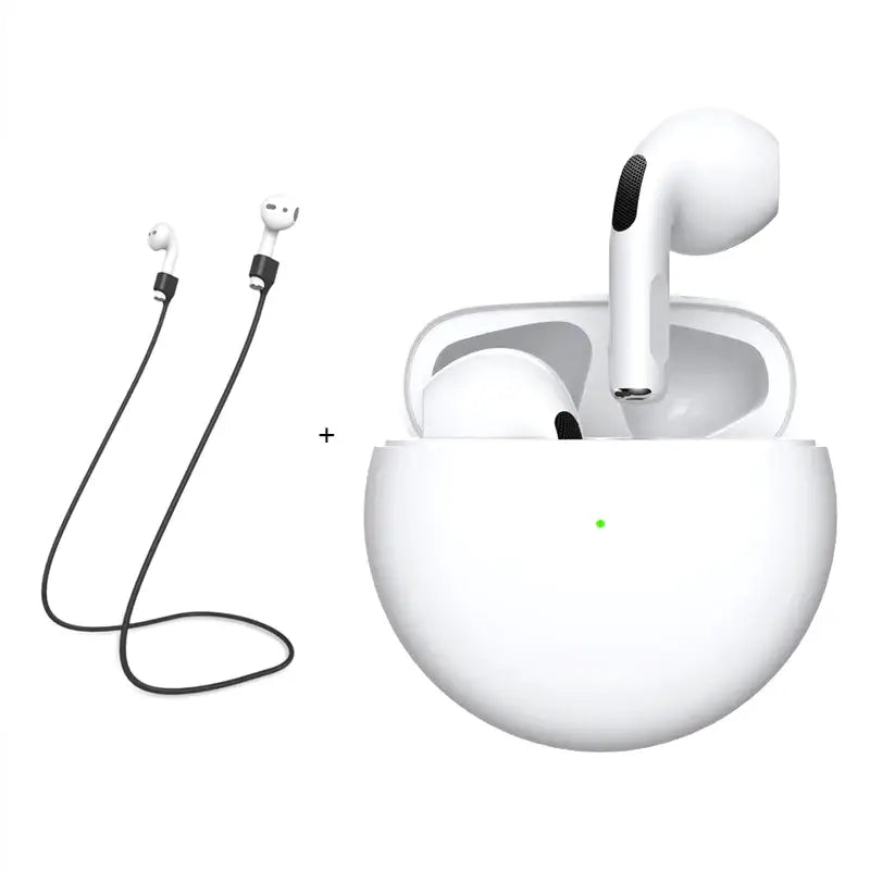 an apple airpods with a charging cable attached to it