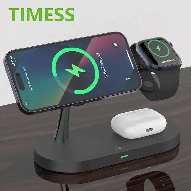an apple watch and an apple watch stand on a table