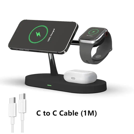 The apple watch charging station with an apple watch