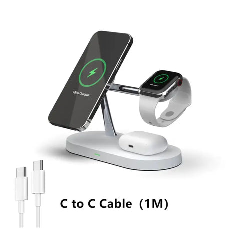 An apple watch charging station with a charging cable