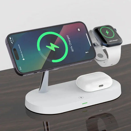 An apple watch charging station on a table