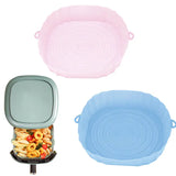 three different colors of plastic food containers