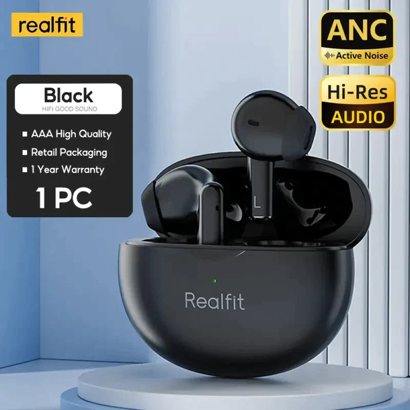 arafit air - black wireless earbuds with charging case