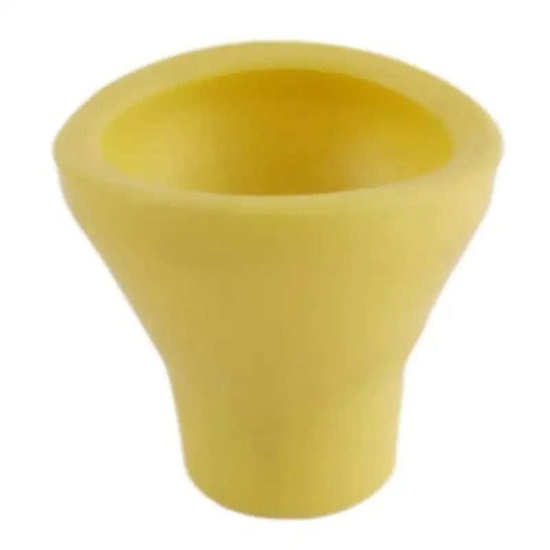 a yellow plastic cup with a white background