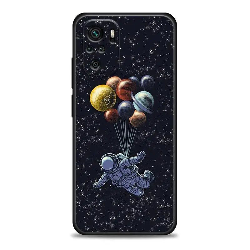 astronaut floating in the sky with balloons iphone case