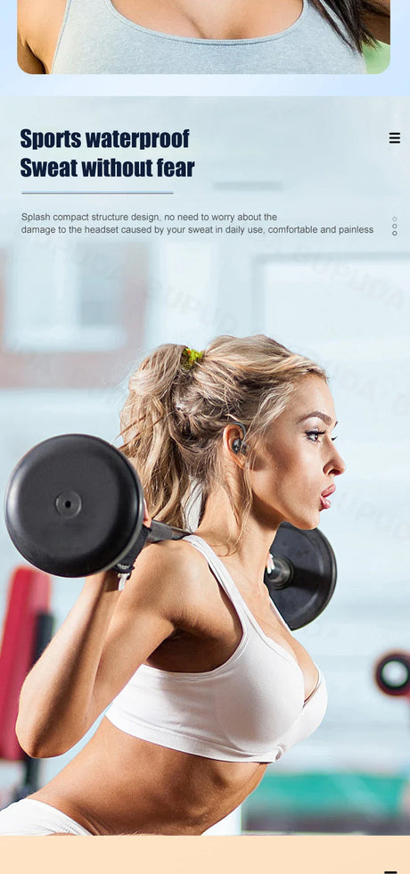 Athletic woman lifting weights in workout attire.