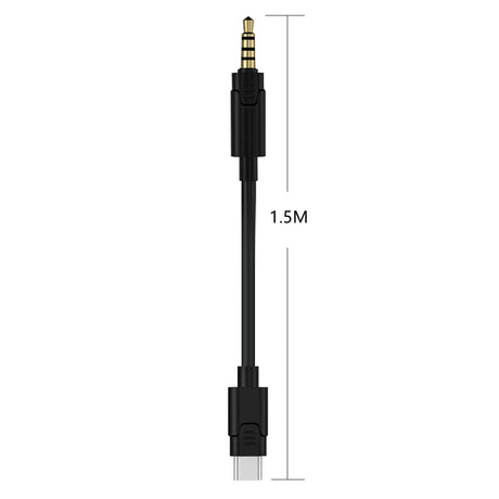 Audio cable with a USB-C connector on one end and a 3.5mm jack on the other, measuring 1.5 meters in length.