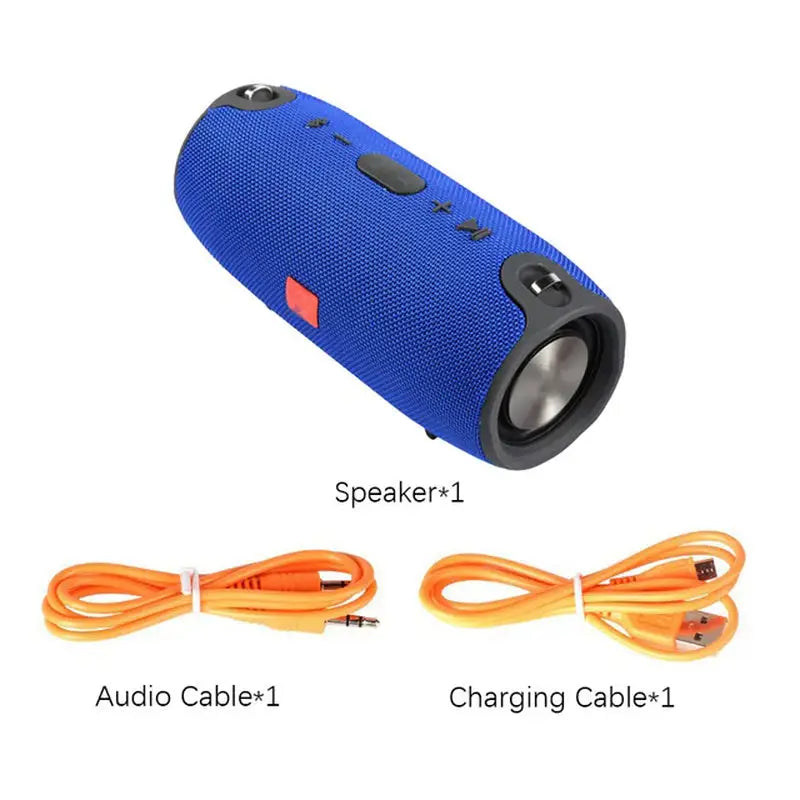 a bluetooth speaker with a cable and a speaker cord
