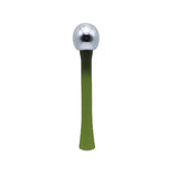 a green handle with a metal ball on it