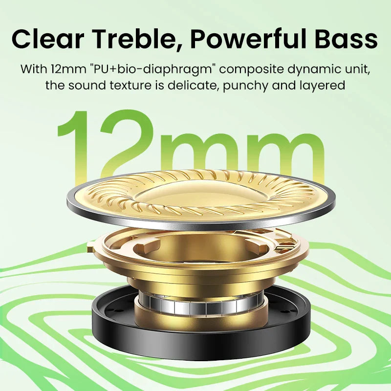 Audio speaker driver with a gold-colored diaphragm and metal components.