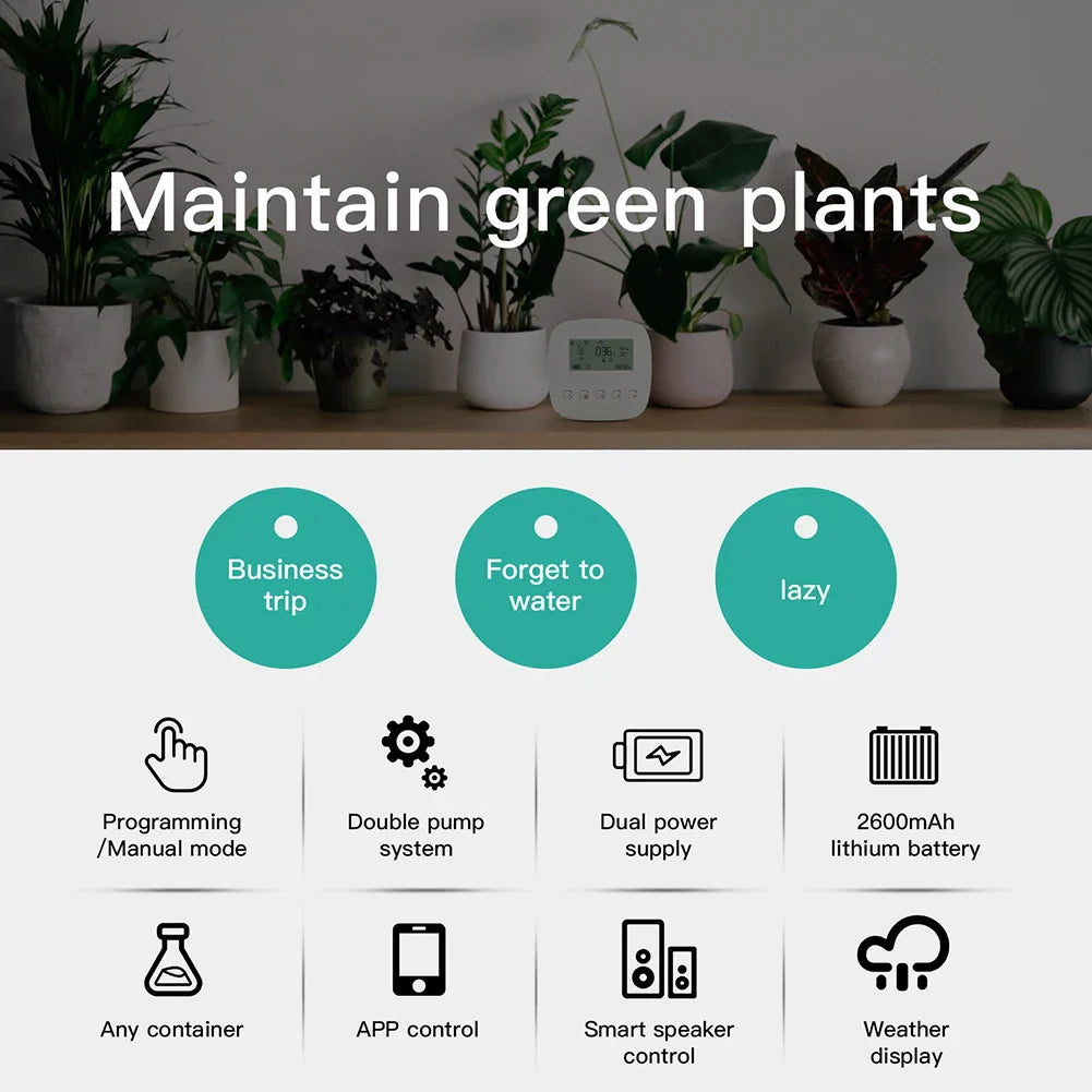 Automatic plant watering system features.