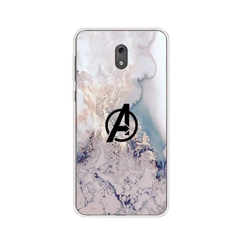 the avengers logo on marble phone case