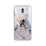 the avengers logo on marble phone case