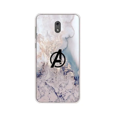 the avengers logo on marble phone case