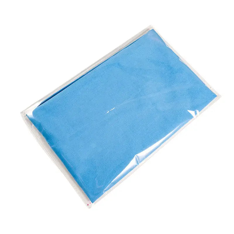 a blue plastic bag with a white background