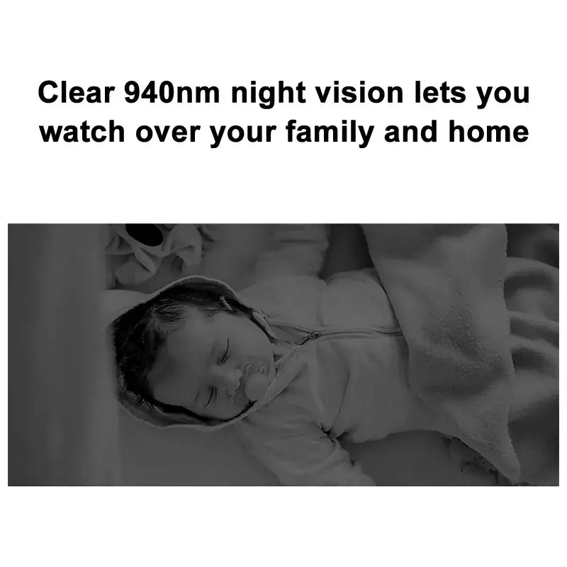 a baby sleeping in a bed with the words clear 90m vision