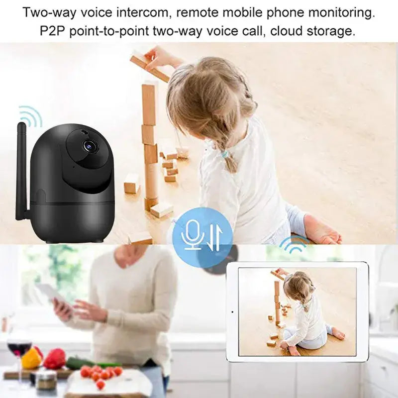 a baby monitor with a baby sitting on the counter