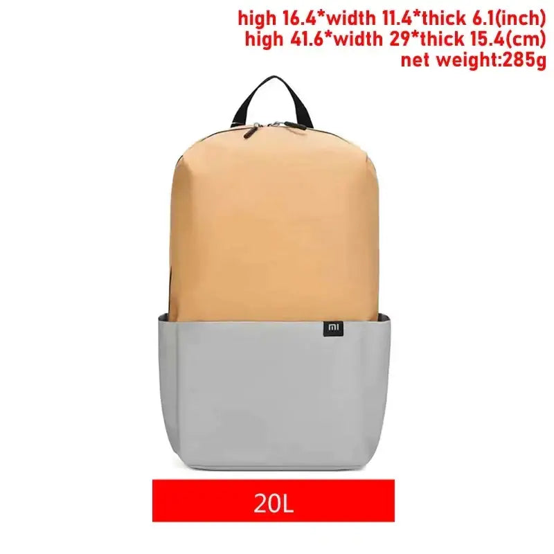 a backpack with a white and grey color