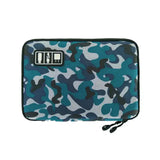 a bathing bag with a blue camouflage print