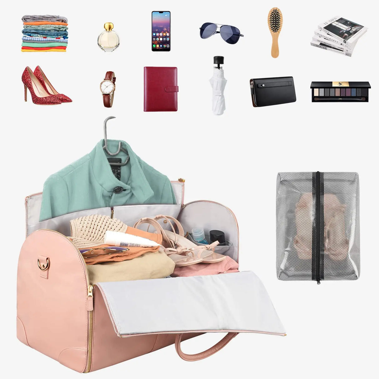 a bag with many items in it