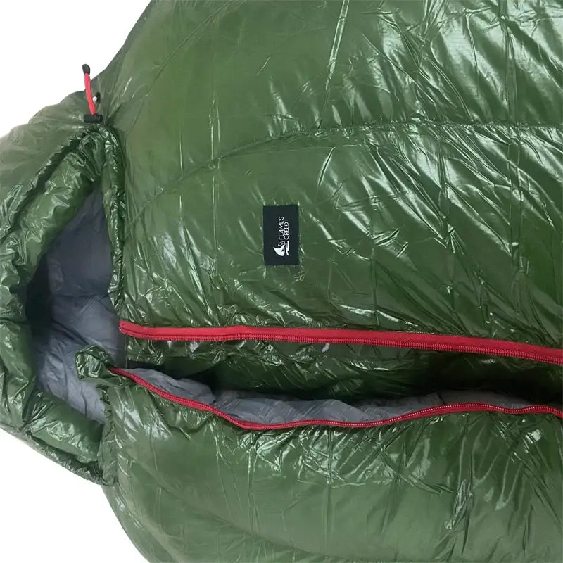 the sleeping bag is open and ready to be used