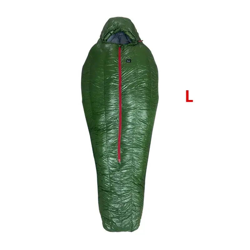 the sleeping bag is shown with the zipper open