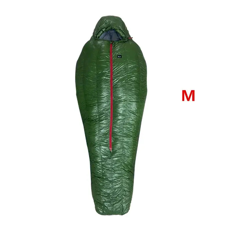the sleeping bag is shown with the zipper open