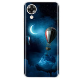 a close up of a cell phone case with a hot air balloon