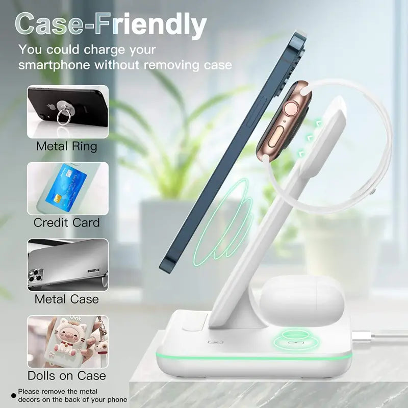 there is a picture of a cell phone charging stand with a phone