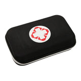 a black case with a red cross on it