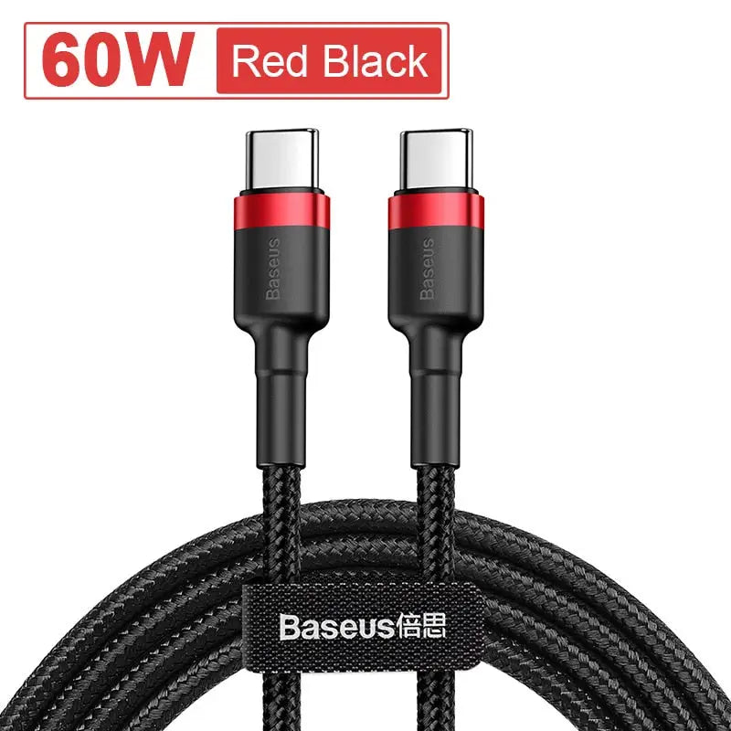 baseus usb cable with red black braid