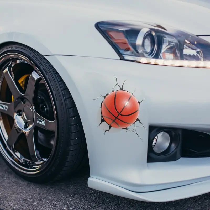 a car with a basketball ball on the front